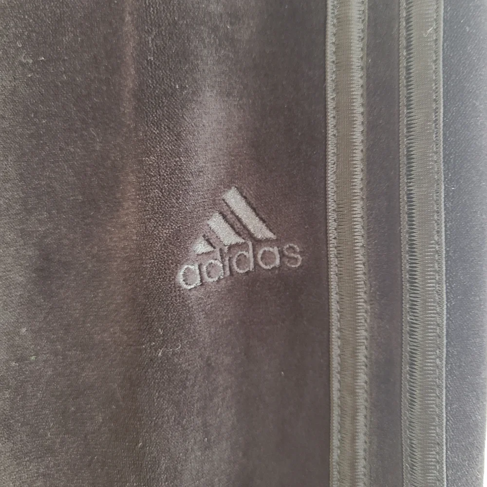 adidas Girls Velour Flare Leggings Black 3-Stripe Slim Fit Split Hem Size L 14